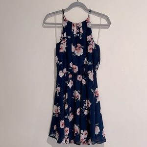NWOT - Cute navy blue and floral Flowy dress
